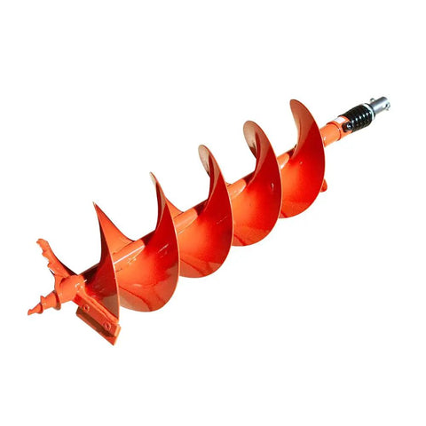 Close-up of the 8 inch bit from Powerful 52cc 2 Stroke Earth Auger Combo With Dual Spiral Blades For Double Excavation EPA Compliant