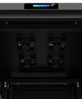 Interior view of Rock Solid 42U Server Rack Cabinet with thermocontroller cooling and quad fans for network gear.
