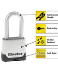 Heavy Duty Outdoor Weather Resistant Combination Padlock With Resettable Code And Boron Carbide Shackle For Gate, Shed Or Outdoor Storage Lockups, Built For Tough Environments with features