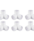 Six Pack 3 Way 1-1/2 Inch PVC Pipe Fittings Connectors Set For DIY Plumbing Projects, six white PVC tee fittings