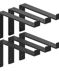 Heavy Duty 9.25 Inch Lip Shelf Brackets For Floating Shelves, Industrial Forged Steel, Rustic Black Finish, 6 Pack, wall mount brackets