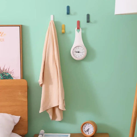 Colorful Nordic Style Easy Install Self Adhesive Wall Hooks 6 Pack for keys hats towels shower and more in living room