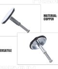 2pcs Brass Bathtub Drain Stopper with Flat Seal Rotating Design, copper construction, showcasing sturdy drain plug design.