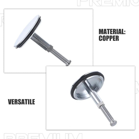 2pcs Brass Bathtub Drain Plug with Flat Seal and Rotating Design featuring copper material and versatile design.