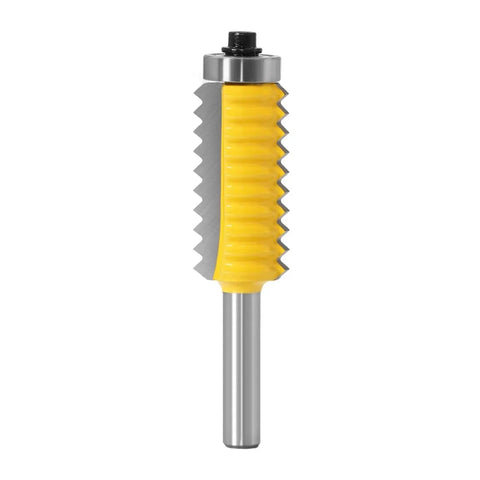 Top Shelf Multi Tooth Tenon Cutter With 8mm Shank For Woodworking And Splicing Machines Hella Tough Alloy Steel Slotting Bit with yellow grip.