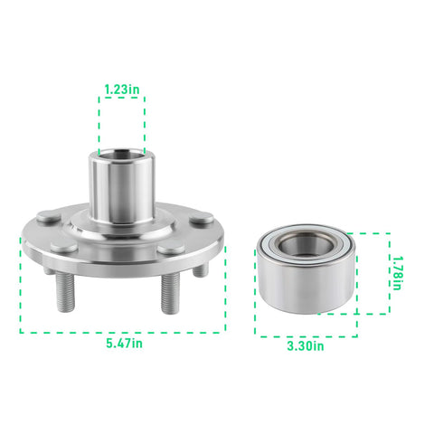 Drop In Front Wheel Hub Bearing Assembly 930-401-510063 Fits Toyota Highlander AWD 2001-2007 and Camry Front View