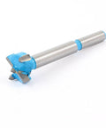 Hinge boring bit with carbide cutters, 18mm diameter, blue head and silver shank