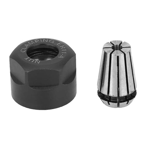 Premium ER11 Collet Chuck With Strong Spring Steel Design For Heavy Duty Drilling And Boring featuring 6mm and 3.175mm clamping nuts.