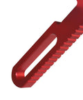 Close-up of Aluminum Alloy T Track Fence Flip Stop For Miter Track Systems, easy adjust, red aluminum construction