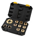 Brass Router Template Guide Kit, 11-Piece Set With Lock Nut Adapter, Machined Bushings For Porter Cable Style Sub-Base in case