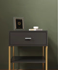 Sleek Polished Chrome T Bar Cabinet Knobs 5 Pack Stainless Steel Euro Style Drawer Pulls on a modern nightstand.