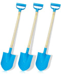 Kids Beach Shovel Set 3 Pack With Adjustable Lengths 19 To 31 Inches, Wood And Plastic Digging Shovels With D Handle