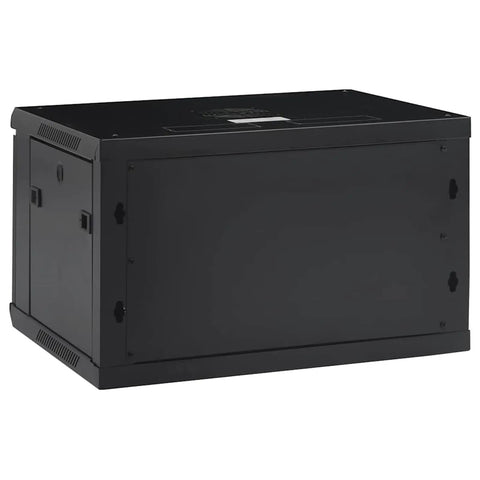 Slick 6U Wall Mount Server Rack Cabinet With Lockable Steel Door And Removable Panels, black steel case, compact design.
