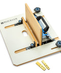 Box Joint Router Jig With Precision Indexing For Router Table, Smooth Glide Sled, and Durable Table Saw Jigs on MDF base.