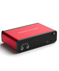 Red USB-C Audio Interface For Recording Podcasting And Streaming With 24Bit 192kHz Sound, showing line outputs and USB-C port.