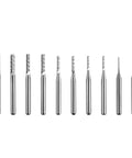 10 Pieces CNC End Mill Bit Set Carbide Router Bits for PCB Milling Mini Drill Bits Tungsten Steel Kit arranged in a row