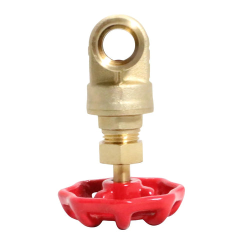 Front view of brass 1/2 in sweat gate valve with red handwheel