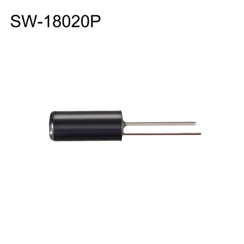 SW-18020P Dope Ordinary Sensitivity Vibration Sensor Switch Pack Of 10 For DIY Electronics, 12V 5mA, Non-Directional Tap-Activated Sealed Case, 100C Temp Tolerant, Great For Prototyping And Projects., black cylindrical vibration sensor switch with two metal leads
