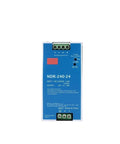 Heavy Duty Industrial Power Supply DC 24V 10A 240W Single Output Din Rail Mount front view showing input and output specifications.
