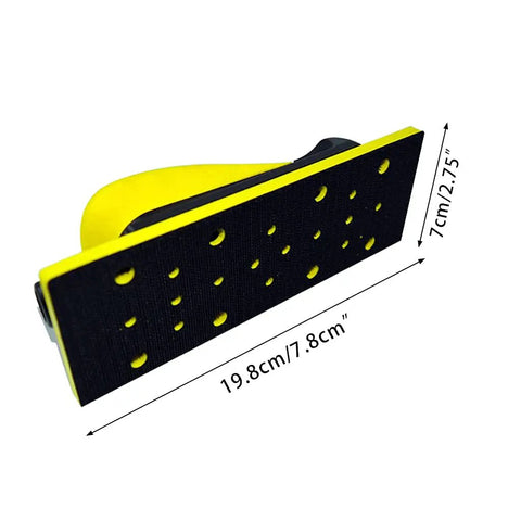 Practical Vacuum Hand Sanding Block With Hook Loop Disc For Wood Polishing And Car Maintenance Features Porous Collection And Pu Foam For Comfortable Grip Making Fine Grinding Easy For Home Projects Without The Mess, measuring 19.8 x 7 cm.