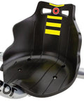 PowerRider 360 Drifting Trike Electric Ride On For Kids 9 MPH Top Speed With 40 Minute Run Time Dual Rear Caster Wheels For 360 Spins And Drifts Black Yellow seat
