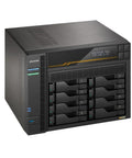 Heavy Duty Eight Bay Nas Built For Knockout Performance With Amd Ryzen Processor And Sixteen Gb Ecc Ddr5 Memory Comes Loaded With Three Terabyte Ssd Drives And Dual Ten Gigabit Ethernet Ports For Real World Pros - eight bay NAS with sleek design and multiple drive bays.