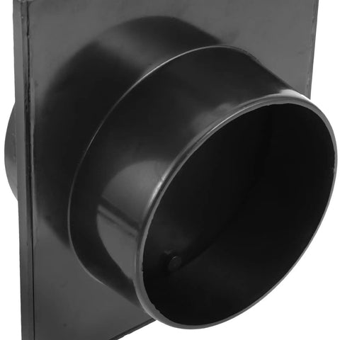 Adjust Airflow With Ease Using This 100mm Black Plastic Dust Collector Valve Blast Gate close-up of opening and housing, ideal for dust collection systems.