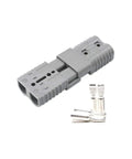 Beefy Heavy Duty Battery Quick Connect Plug 175A 1/0 AWG for recovery winch or trailer with 4 terminal pins in gray housing