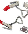 304 Stainless Steel Toggle Clamps, Adjustable Quick Buckle Lock Clamp, Box Clamp for Horizontal Fixtures, 2 Pack shown with red handles