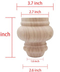 4 Inch Wooden Furniture Legs Unfinished Bun Feet For Sofa Chair Couch Loveseat Ottoman And Dresser Set Of 4 with dimensions shown.