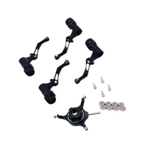 Dope RC Helicopter Swashplate Spare Part Set With Leaf Clips For K170 Black Durable Cross Plate 4 Blade Clamps And 8 Bearings