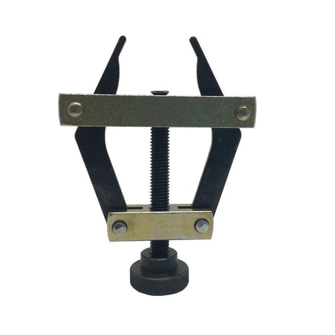 Metal chain puller clamp with threaded screw and dual jaws for motorcycle/bicycle roller chains