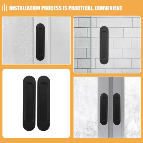 4 Pack Recessed Door Pulls With Strong Adhesive For Sliding Closet Doors And Panel Doors, installed on various surfaces