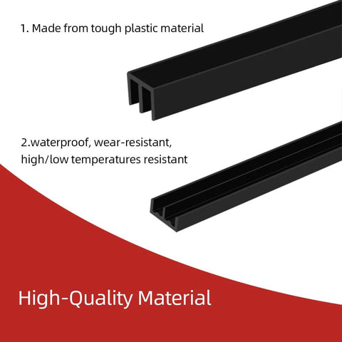 Sliding Door Track Kit For One Quarter Inch Thick Panels, U Channel Rubber For Sliding Cabinet And Closet Doors, Black, 4 Feet