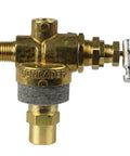 131B Pilot Unloader Valve For Air Compressors, Gold Finish Replacement Part With Easy Install, side view showing fittings