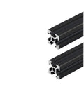 2 Pack 20x20 Aluminum Extrusion Profiles Frame Kit In Black 100 To 1000mm Dual Track showing end view with dual grooves