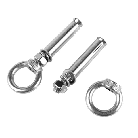 Beefy Heavy Duty Concrete Wall Eyebolt Anchors Set, 6 Pcs Expansion Eyebolts M6x70mm In 304 Stainless Steel, Rust Resistant