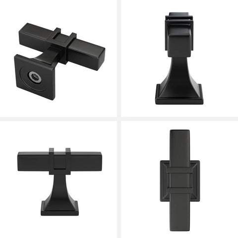 Heavy Duty Matte Black Cabinet Knobs Bring A Slick Two Tone Vibe With Rock Solid Square Drawer Pulls For Kitchen Cupboards And Dressers 15 Pack. Square matte black knobs from various angles.