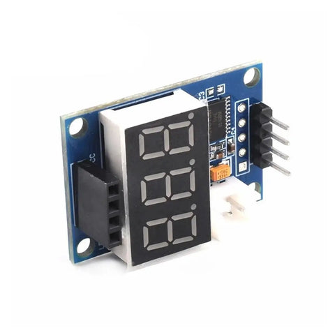 Two Pack HC SR04 Ultrasonic Sensor Module With Onboard STM8S103 Microcontroller 5V distance meter side view, digital readout display.