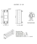 Technical diagram of Brazed Plate Heat Exchanger 3x8 Inch 30 Plate Water To Water System Copper And 316L Stainless Steel
