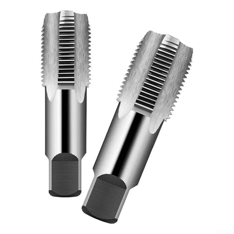 Super Cool 2 Piece Npt Pipe Tap Set For Fast Thread Repair On 1/2 And 3/4 Inch Water Pipes With Heavy Duty Carbon Steel Hand Tool Kit To Fix Damaged Plumbing Lines Quick And Easy, two carbon steel taps