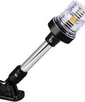 White LED Fold Down Boat Stern Light For Pontoon 12 Inch Anchor Light With All Around 3NM Visibility 5000K Bright White COB Optics