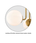 Modern Brass Gold 3 Light Ceiling Fixture With Globe White Glass Shade Semi Flush Mount close-up detail