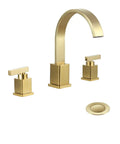 Brushed Gold Two-Handle Bathroom Faucet, 8-Inch Widespread 3-Hole Sink Fixture, Anti-Fingerprint Finish, Overflow Pop-Up Drain