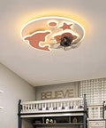 Slick Blue Blades LED Ceiling Fan With Remote Dimmable Light For Bedroom Kitchen Or Office Silent Operation 54 Watt design with playful motifs.