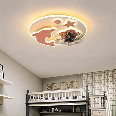 Slick Blue Blades LED Ceiling Fan With Remote Dimmable Light For Bedroom Kitchen Or Office Silent Operation 54 Watt design with playful motifs.