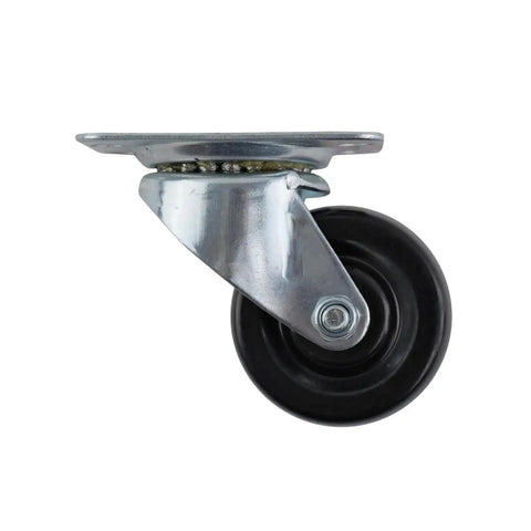 Rugged Heavy Duty Rubber Caster Wheel With Swiveling Top Plate For Desks Carts TVs Beds Dressers And Tables 2 Inch Wheel 125 Lb Load Capacity Safe On Carpet Concrete Tile And Wood Floors side view