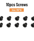 10pcs M6x10 screws in black color, suitable for various fastening applications, showing star-shaped heads.