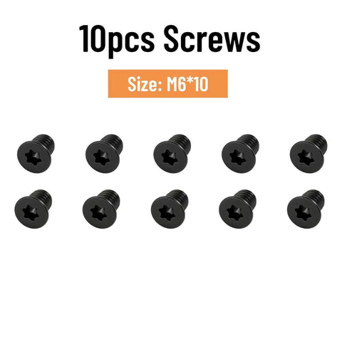 10pcs M6x10 screws in black color, suitable for various fastening applications, showing star-shaped heads.