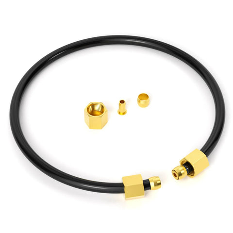 GASHER 10-piece air compressor unloader tube kit with black hose and gold brass fittings; includes ferrules, insert and nut.
